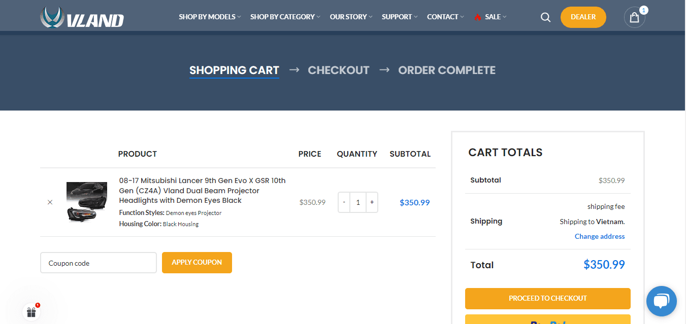How to apply Vland Shop coupon code